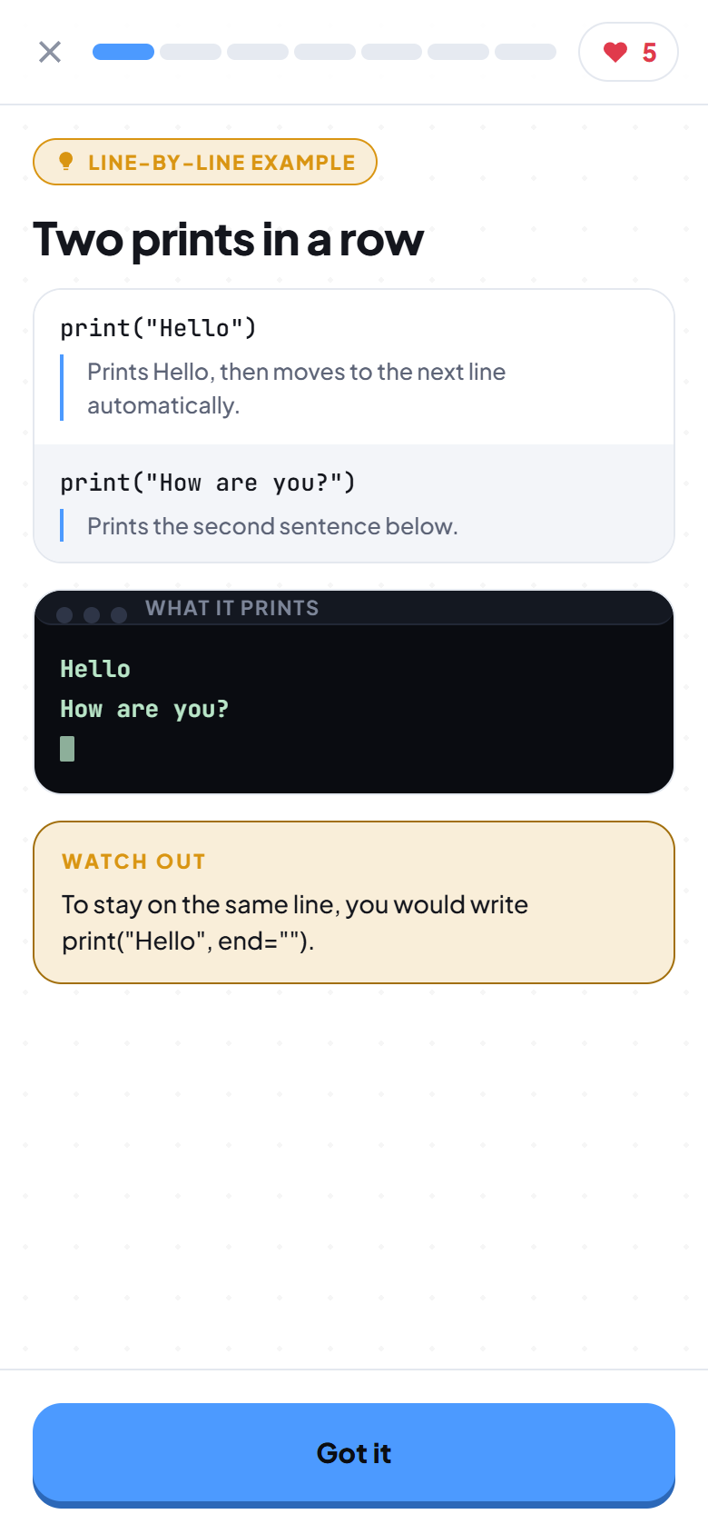Code explained line by line