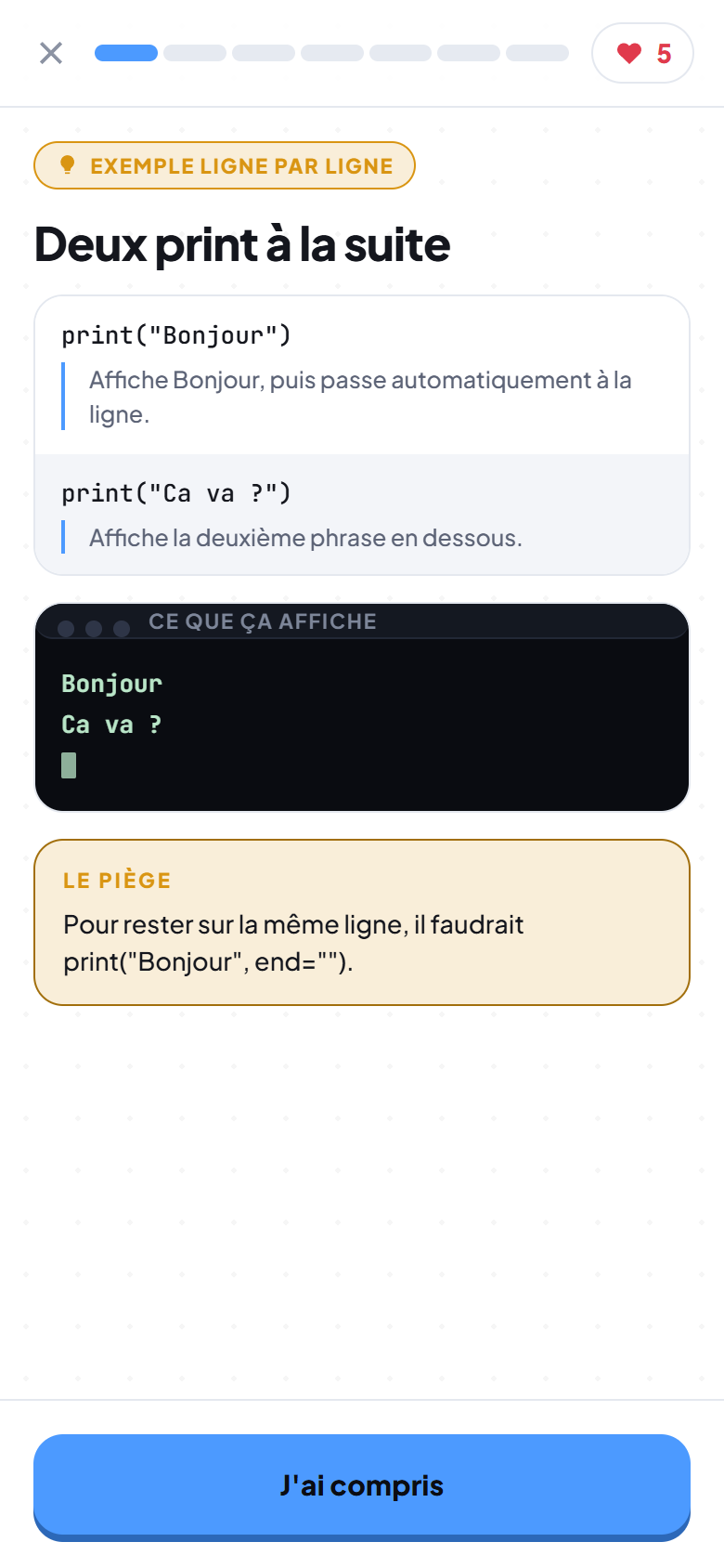 Un exemple de code expliqué ligne par ligne